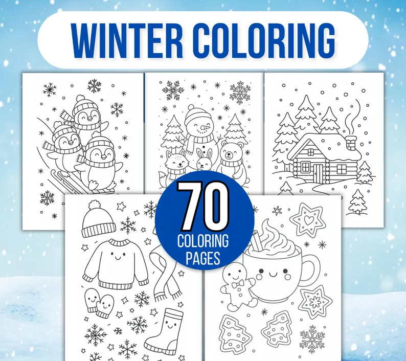 Winter Coloring Pages, Winter Coloring Book, Winter Coloring Sheets, Christmas Coloring Pages, Kids Winter Coloring Pages, Winter Activities